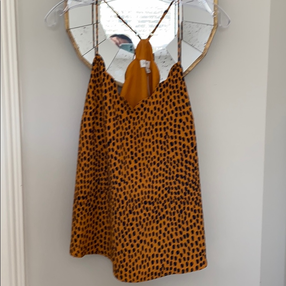 J. Crew Mustard and Black Spotted Tank Top
